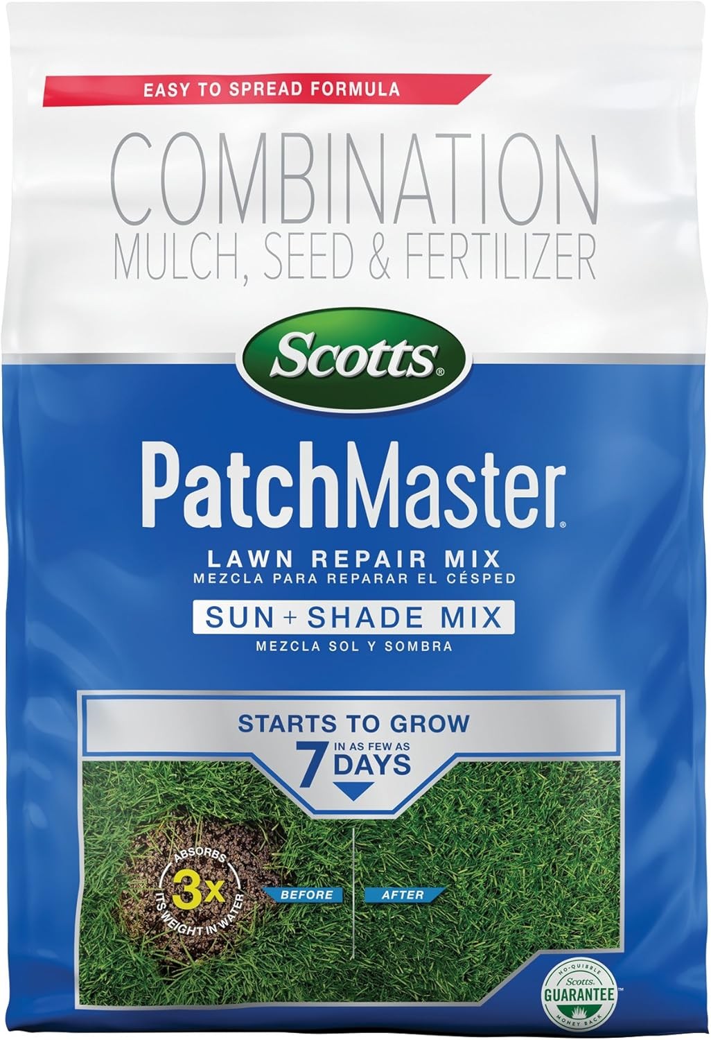 Scotts PatchMaster Lawn Repair Mix Sun + Shade Mix, Combination Grass Seed, Fert