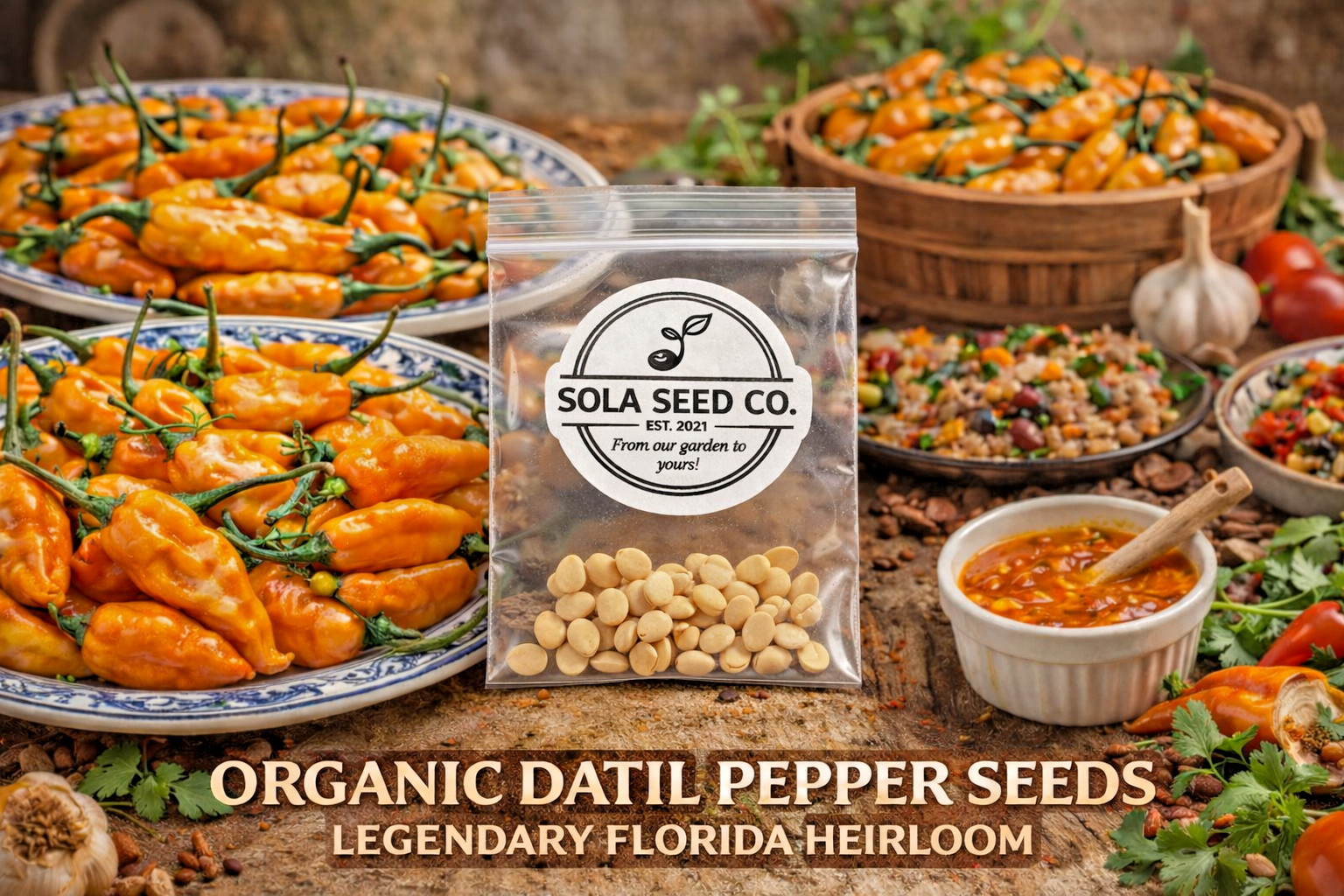 20 Organic Datil Pepper Seeds – Legendary St. Augustine Heirloom – Non GMO-USA
