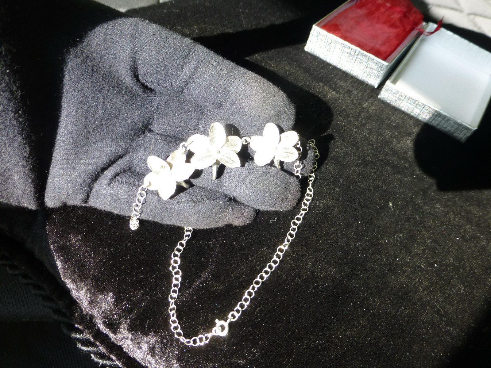 Phalaenopsis Phal Moth Orchid Flowers 925 Sterling Silver Necklace & Chain 18″