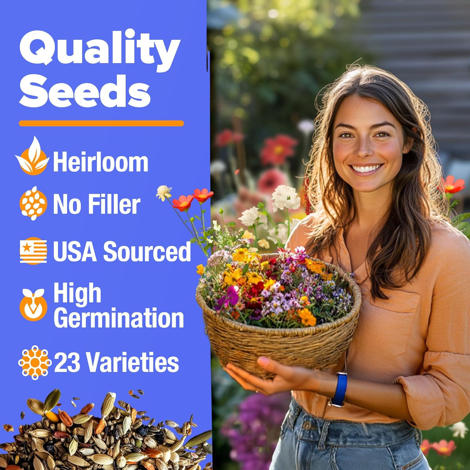 HOME GROWN Wildflower Seeds – 130,000+ Pure, No Filler, Birds & Butterflies Wild