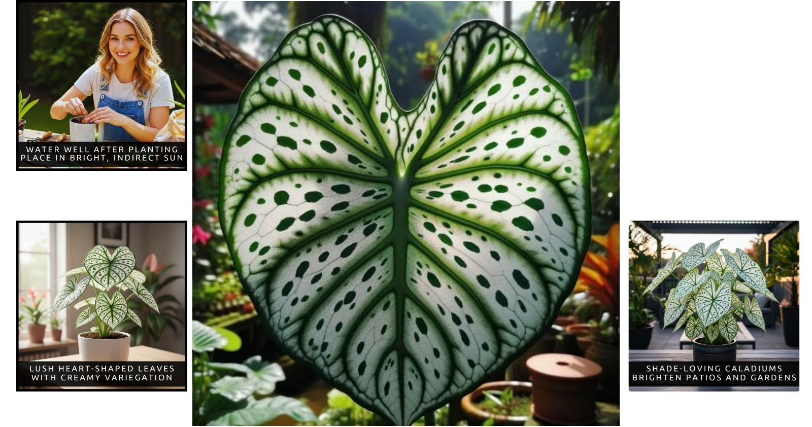 Elegant Green and White Caladium Bulbs – Easy Grow Gift for Plant Lovers, 6 Pack