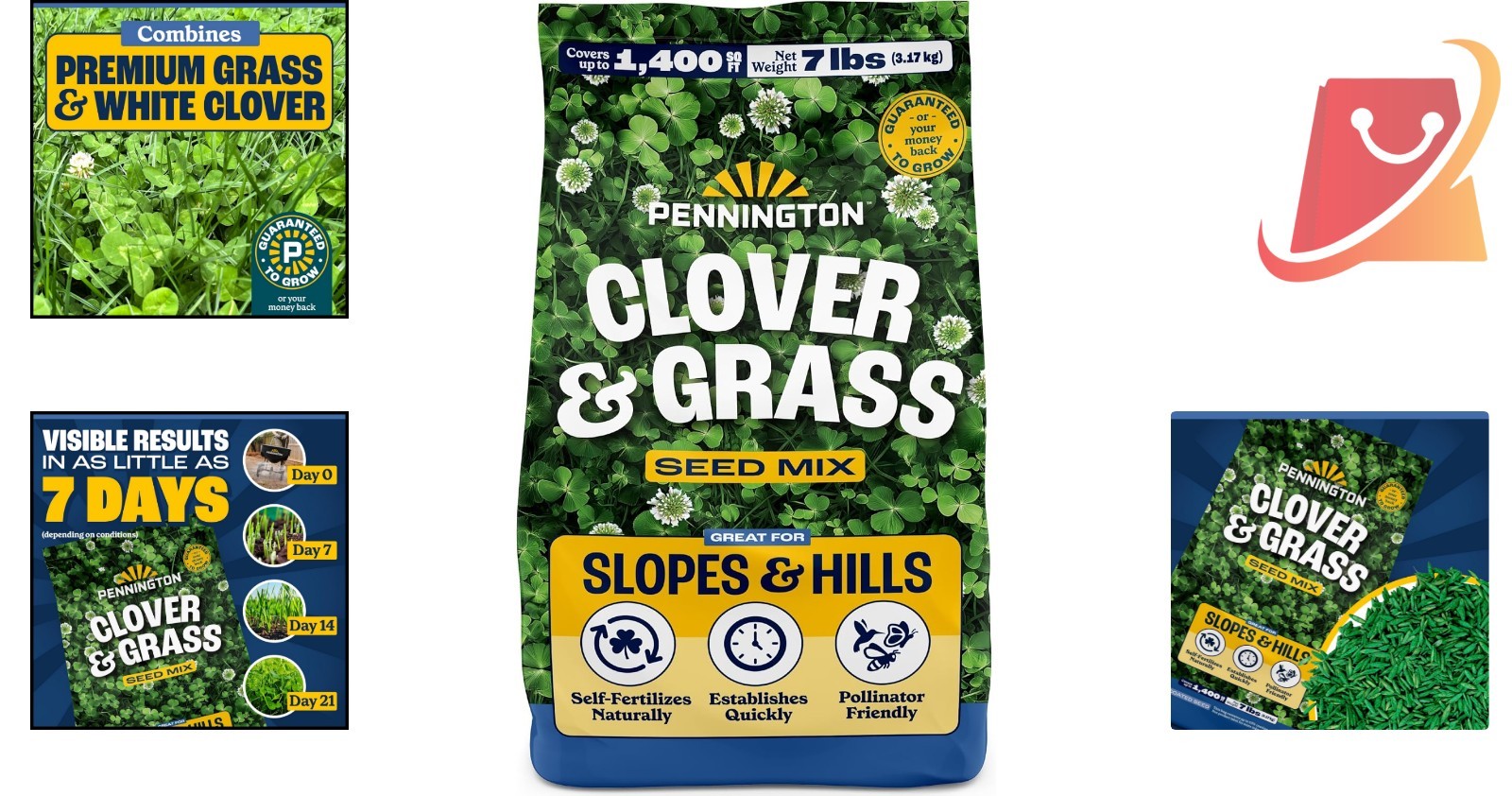 Clover & Grass Mix 7 Pounds Self-Fertilizing Pollinator-Friendly Lawn Seed