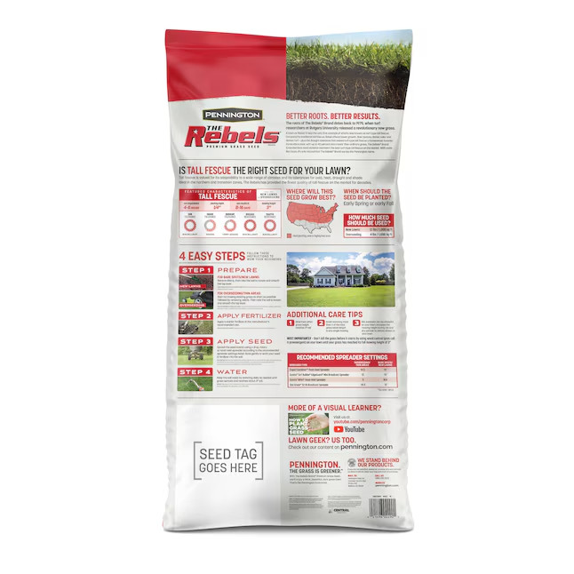 Pennington Rebels Tall Fescue Lawn Grass Seed 40 lbs Heavy Traffic