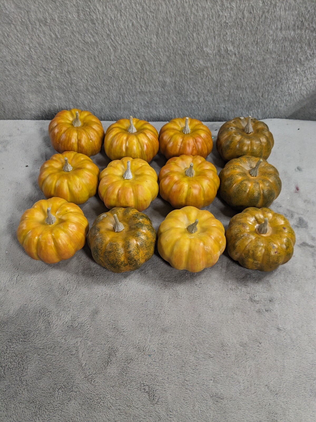 Lot Of 12 Little Foam Pumpkin Miniature Mini Tiny Fall Thanksgiving Props
