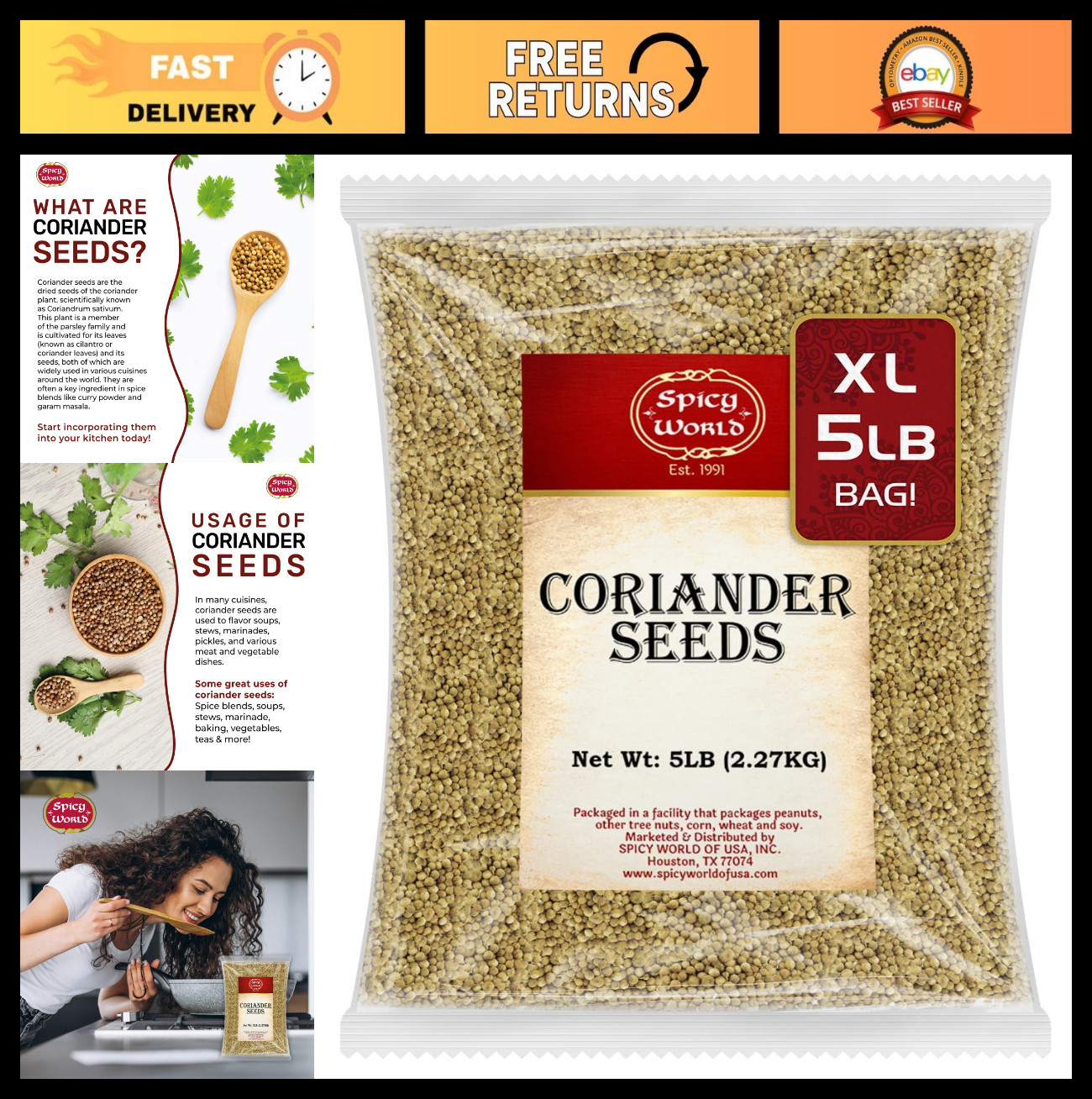 Bulk Coriander Seeds 5 lbs – Premium Indian Spice for Cooking & Seasoning