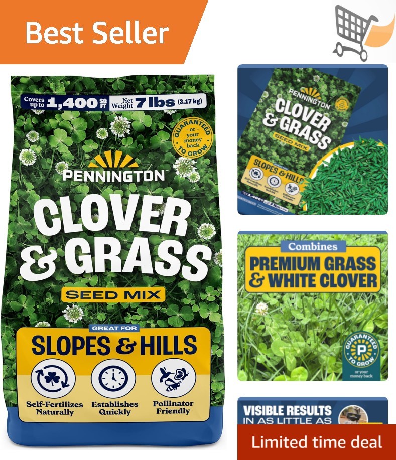 Grass and Clover Mix 7 lbs Low Water Pollinator Friendly Fall Spring Planting