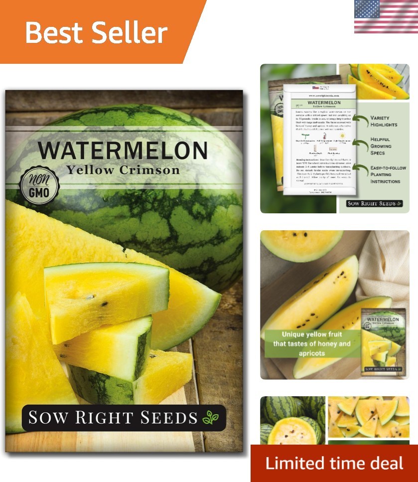 Yellow Watermelon Seeds – Sweet, Nutritious, Non-GMO Heirloom for Easy Gardening