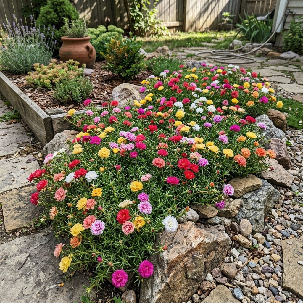 500 Mixed Double Portulaca Seeds – Moss Rose Trailing Ground Cover for Drought