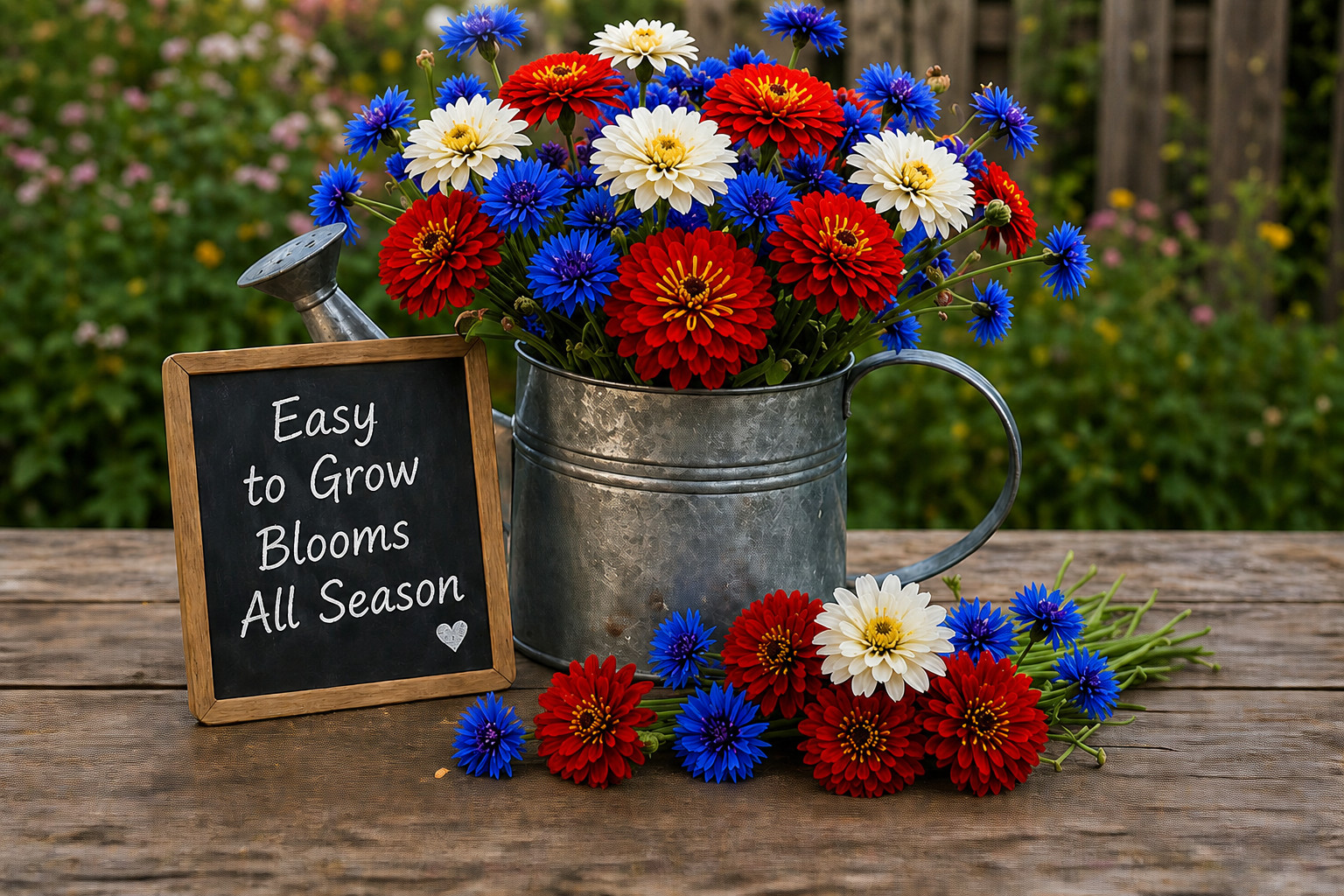 Patriotic Wildflower Mix Seeds Red White Blue Zinnia Bachelor Buttons