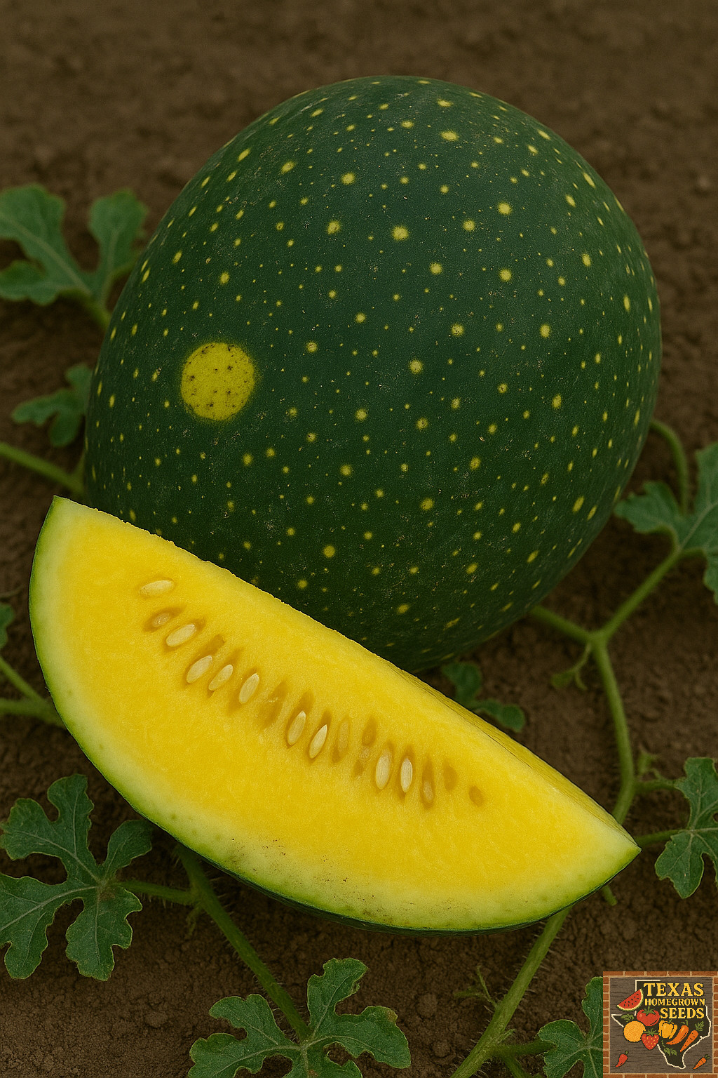 20 Rare Yellow Moon And Stars Watermelon Seeds – Beautiful & Sweet 20-25LB Melon