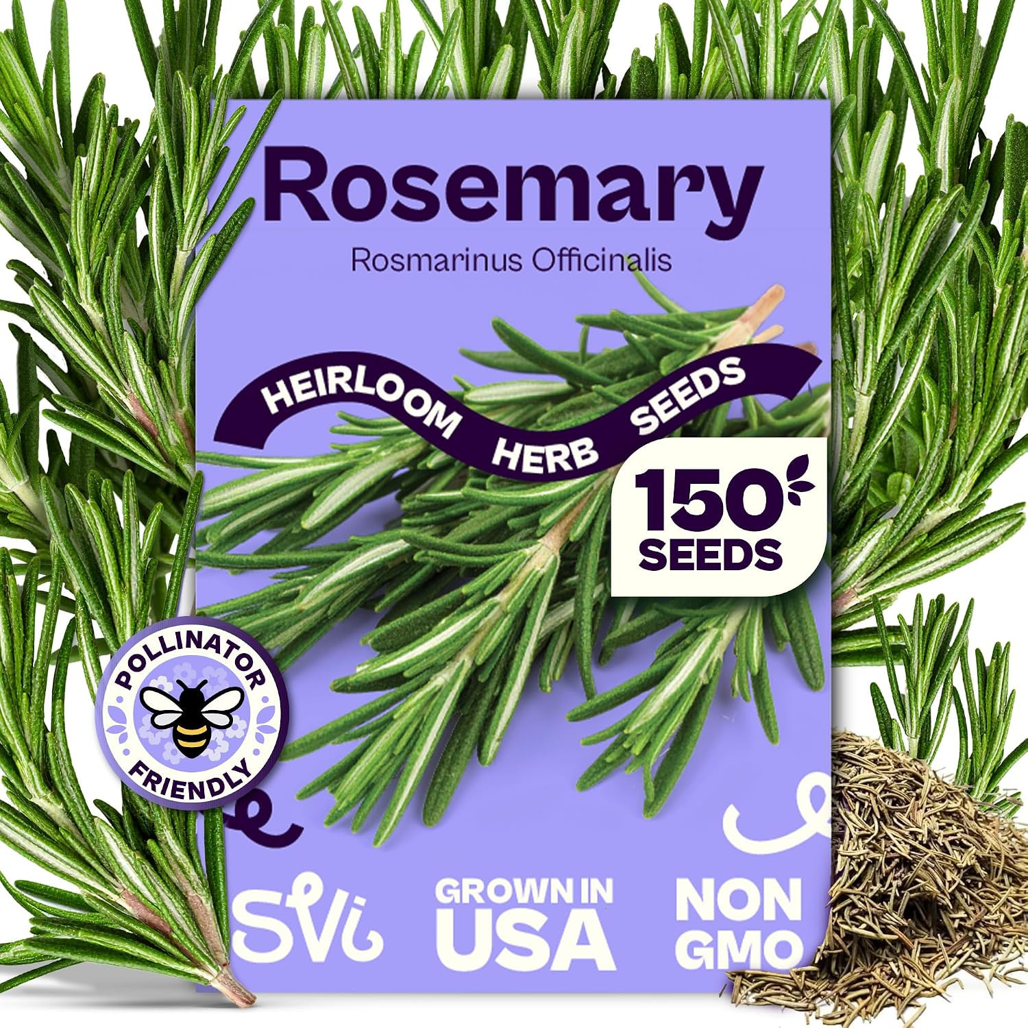 150 Rosemary Seeds for Planting (Rosmarinus Officinalis) – Aromatic Herbs, Harve