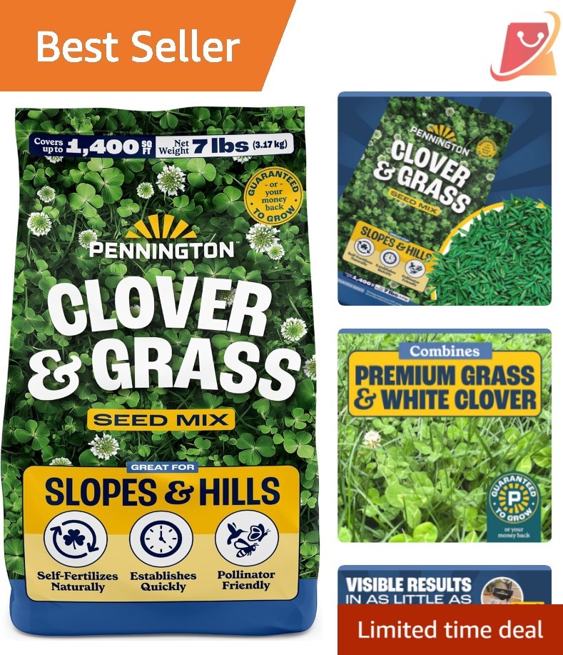 Clover & Grass Mix 7 Pounds Self-Fertilizing Pollinator-Friendly Lawn Seed