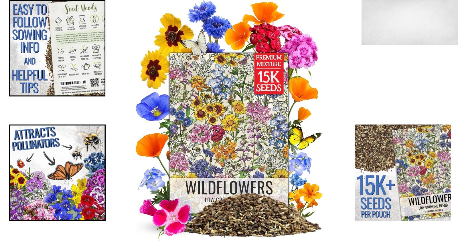 1oz Heirloom Wildflower Seed Blend – 17 Varieties for Vibrant Butterfly Gardens