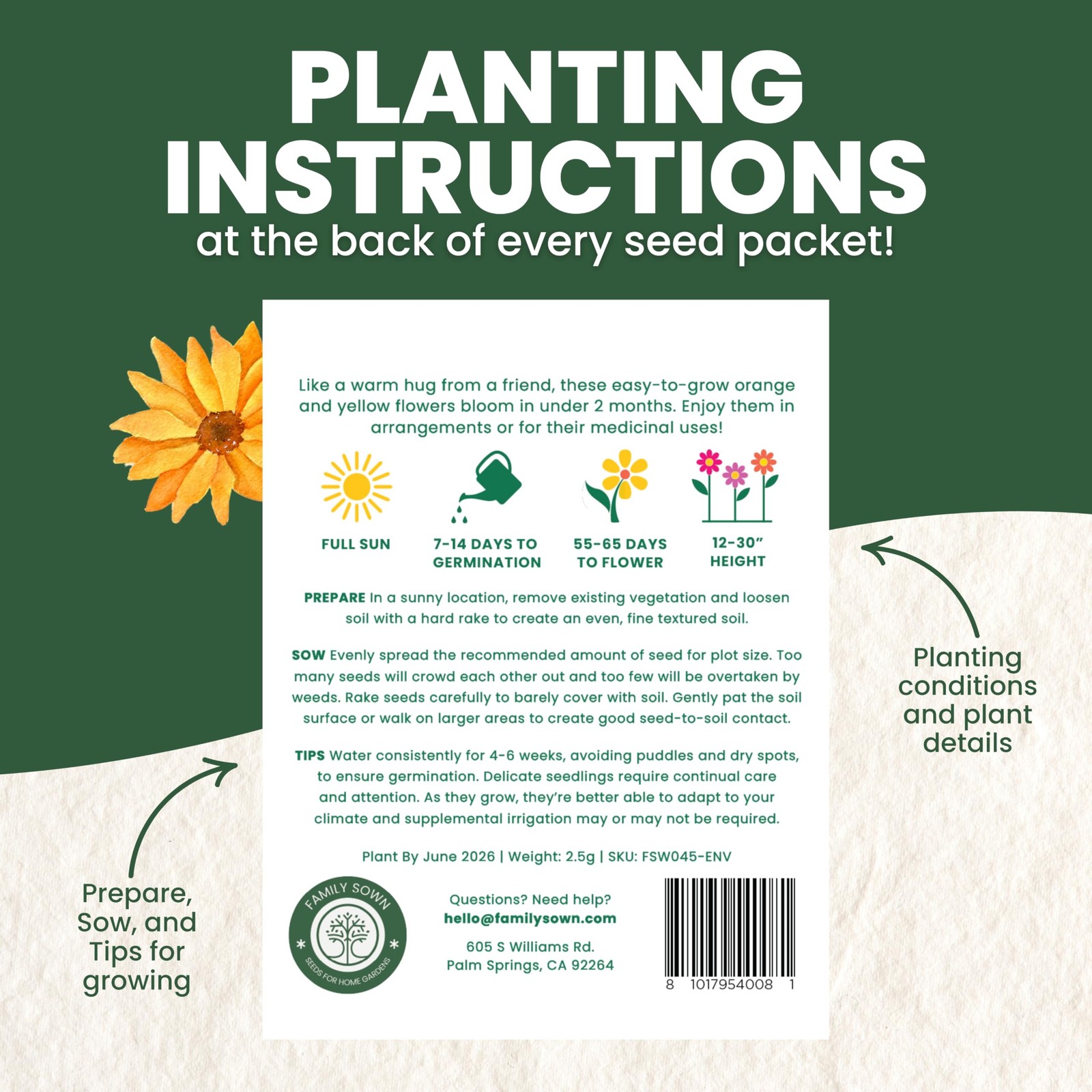 Calendula Pacific Beauty – Large 2,500mg 0.09 oz Envelope (250 Seeds)