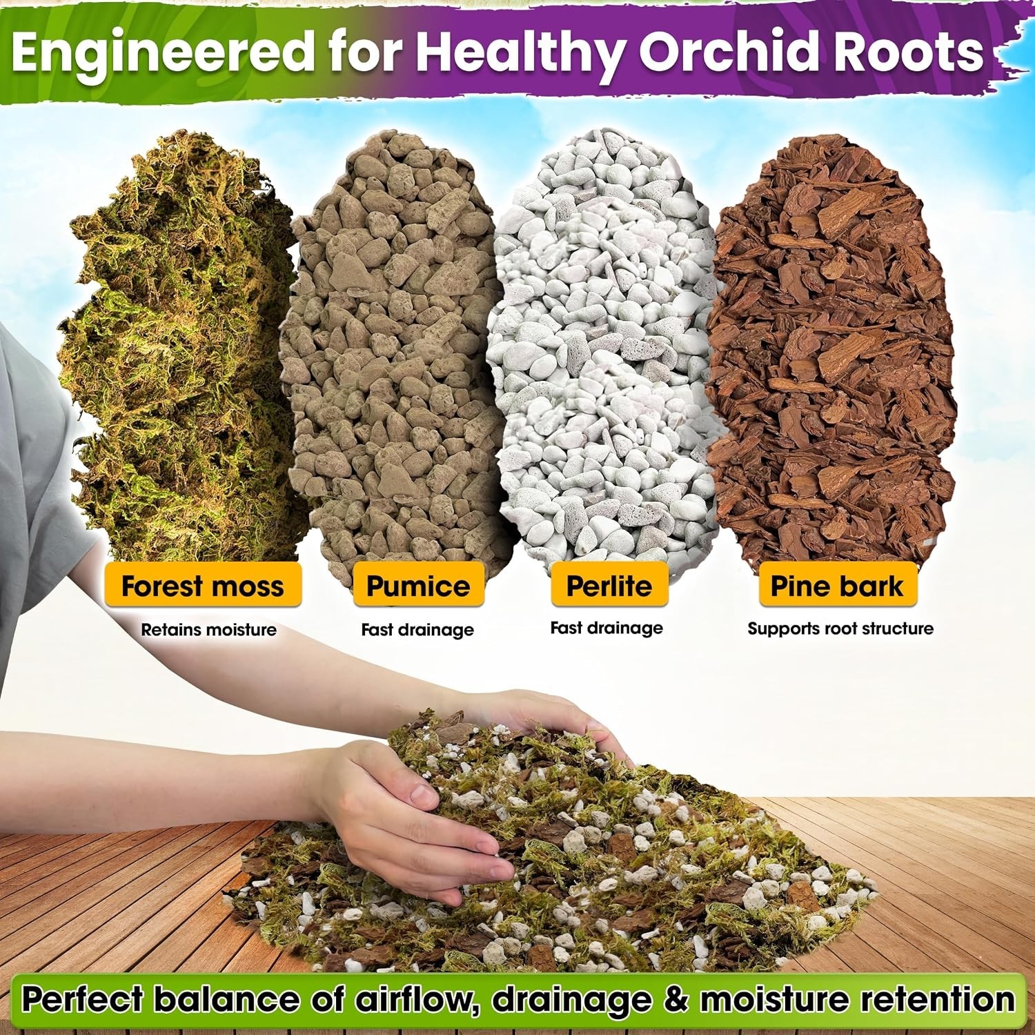 Orchid Bark Potting Mix with Moss & Bark