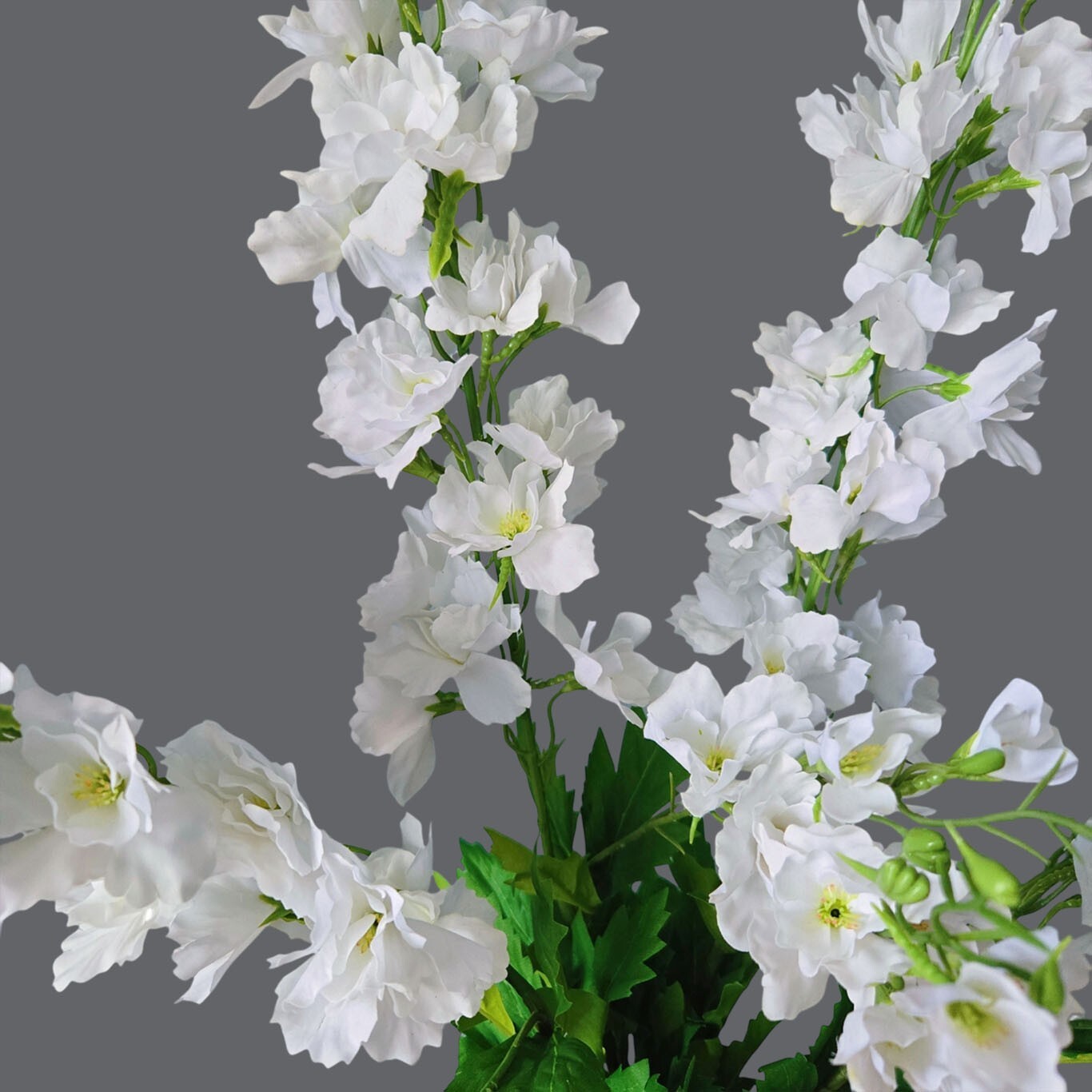 4Pcs White Delphinium Artificial Flowers, 33.46″ Real-Look Silk Stems for Decor.