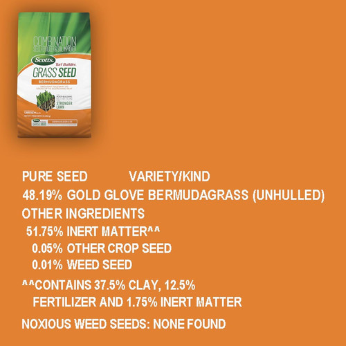 Scotts Turf Builder Grass Seed Bermudagrass with Fertilizer and 1 lb., Green