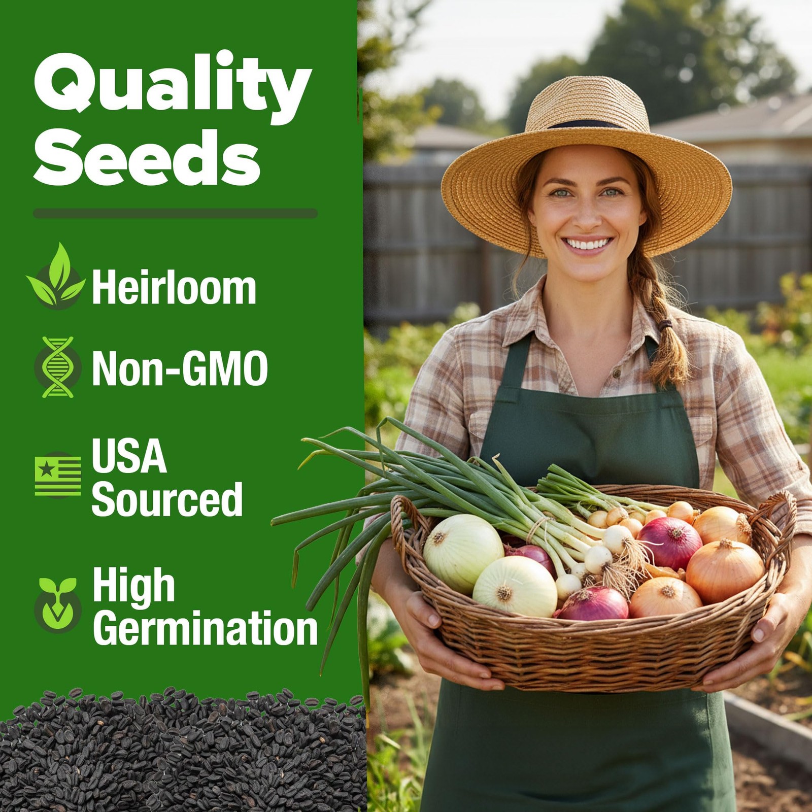 HOME GROWN 8 Onion Variety Mix 1600+ Heirloom 1-Pack, Red,White,Yellow