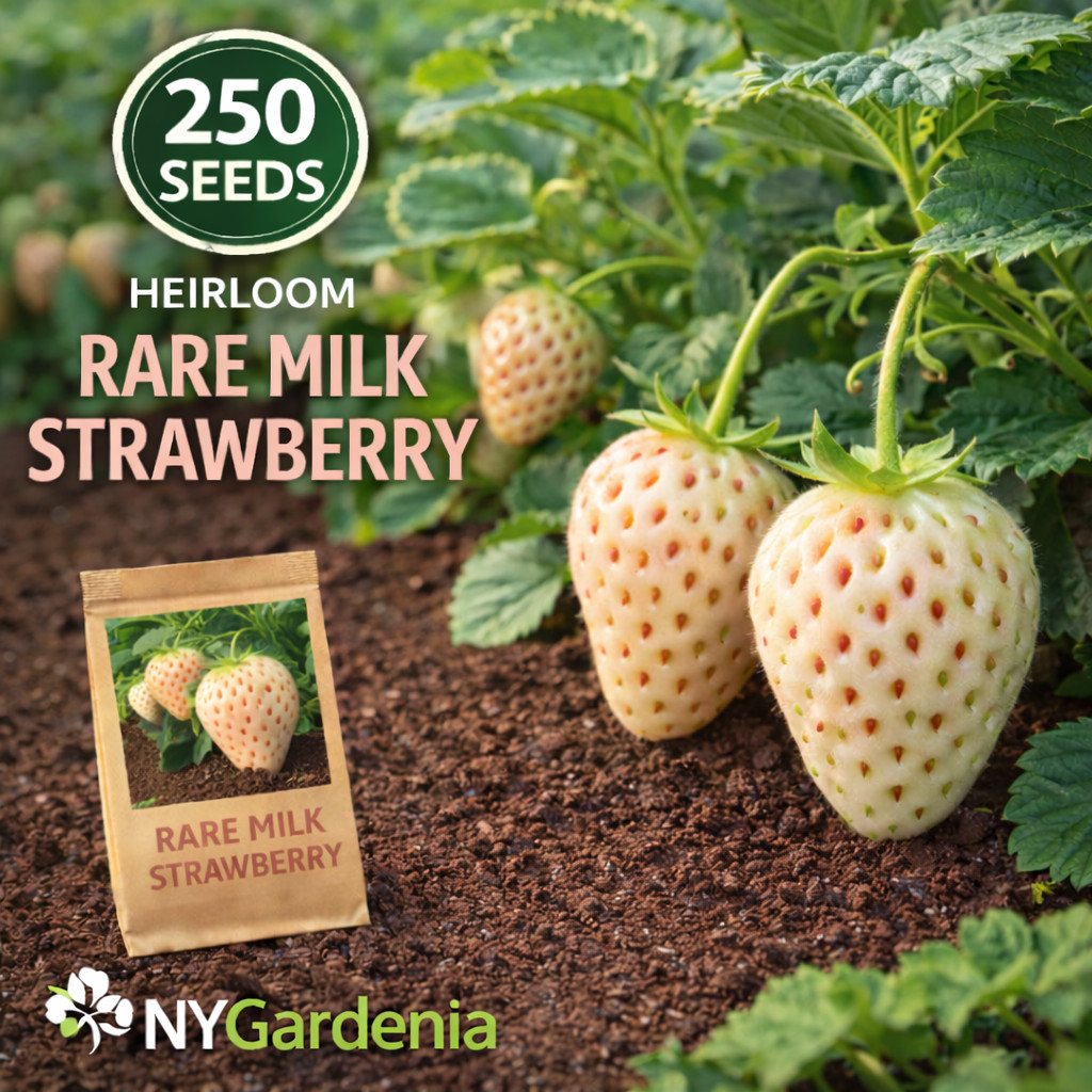 250 Milk Strawberry Seeds Heirloom White Strawberry Sweet Garden Plant