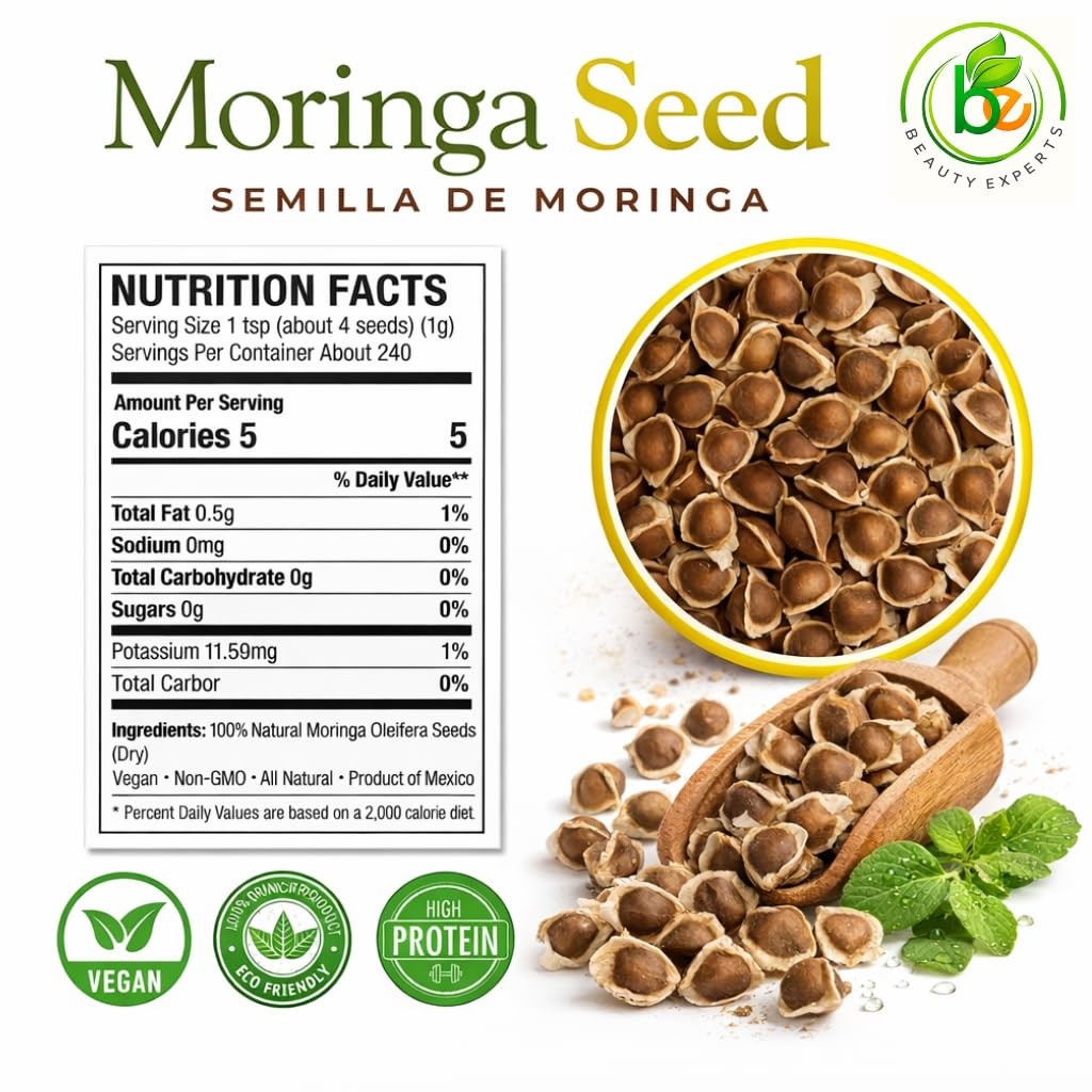 Moringa Seeds (Semillas) – 3.5 oz (Approx. 350 + Seeds) – Premium Moringa Ole…