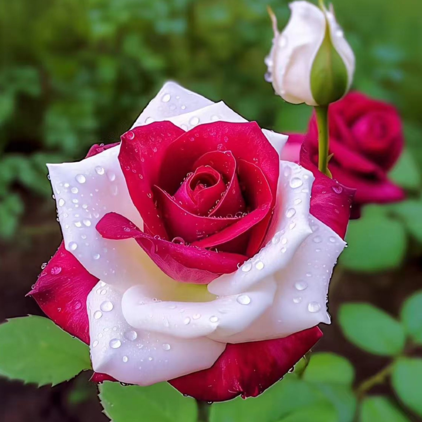 20 Bi-Color Red & White Rose Seeds – Elegant Garden Blooms for Striking Contrast