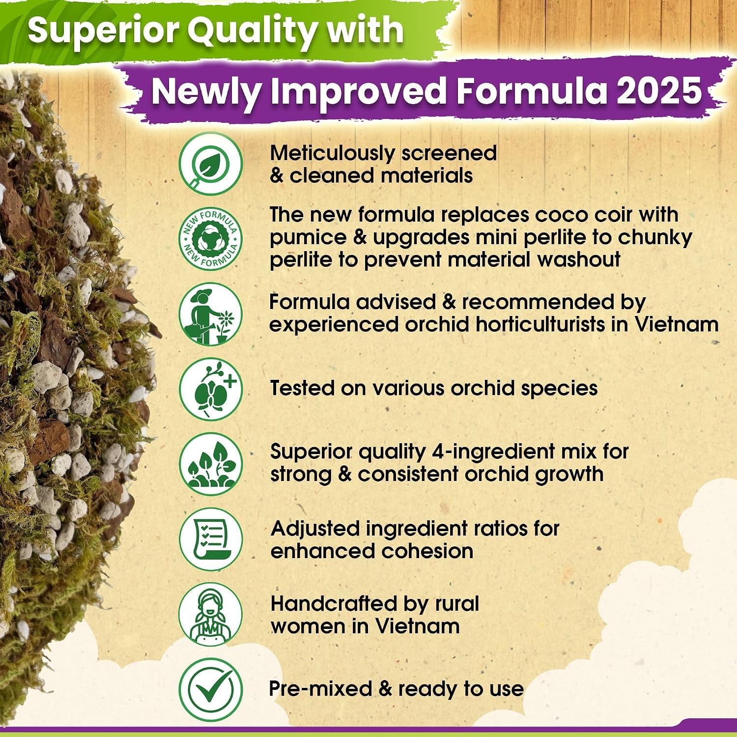 Orchid Bark Potting Mix with Moss & Bark