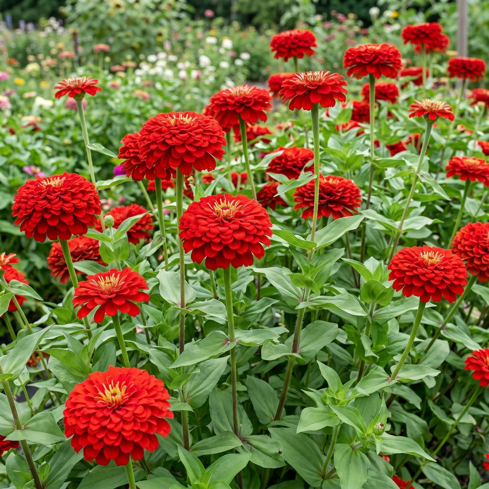 Zinnia GIGANTICA SCARLET 5″ Huge Florist Double Blooms Tall Cut Flowers 50 Seeds