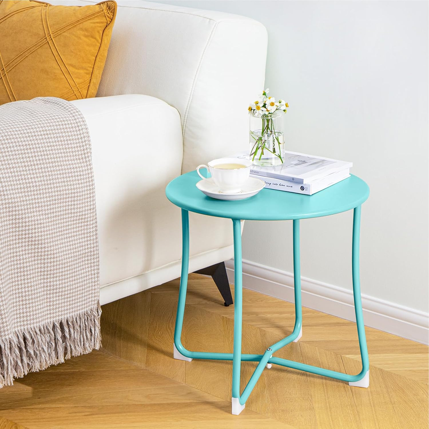 Metal Patio Side Table 18” X 18” Heavy Duty Weather Resistant Anti-Rust Outdoor