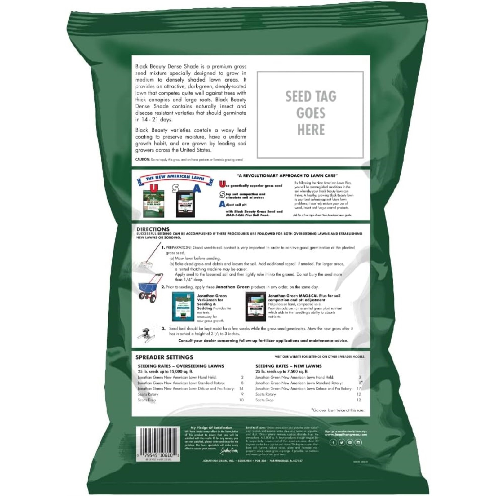 Jonathan Green (#10600) Black Beauty Dense Shade Grass Seed Mix, 3lb bag