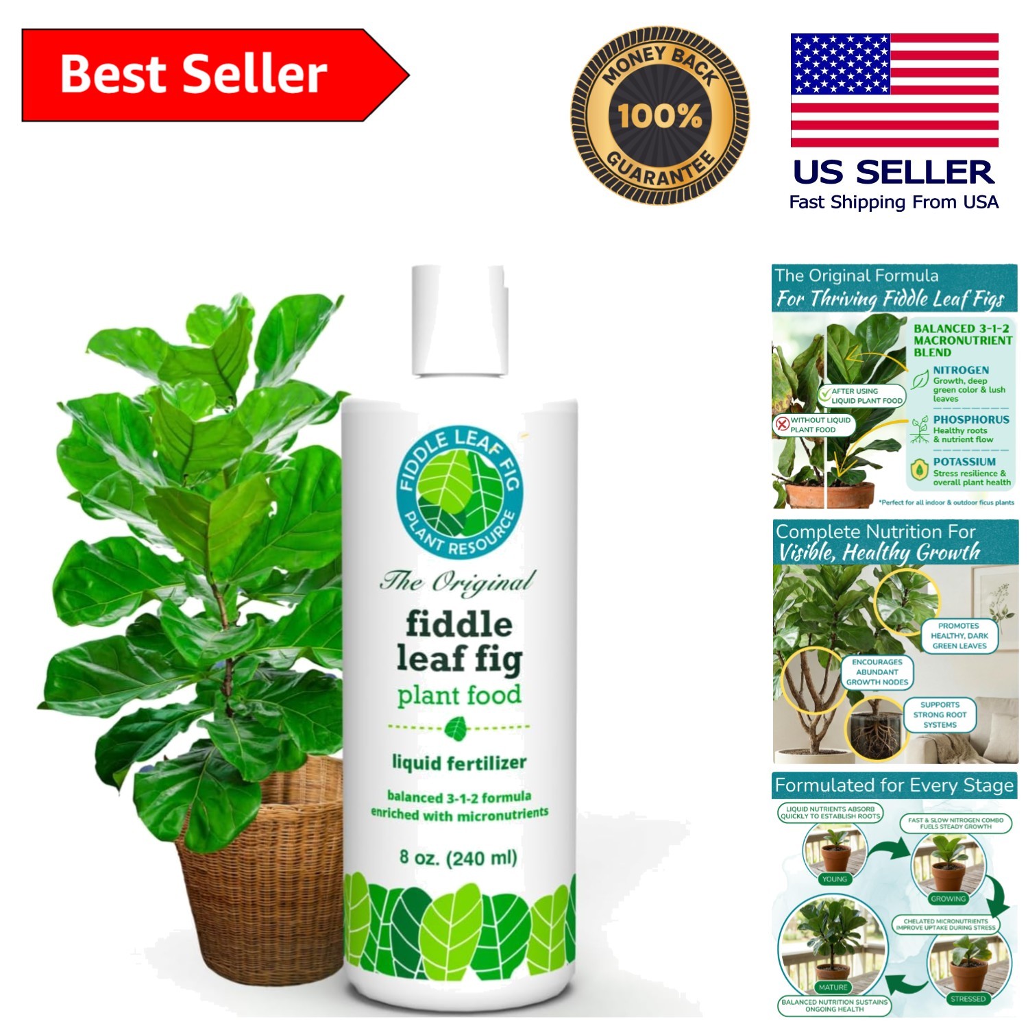 Liquid Plant Food for Vibrant Fiddle Leaf Fig Growth – 8 oz NPK Fertilizer
