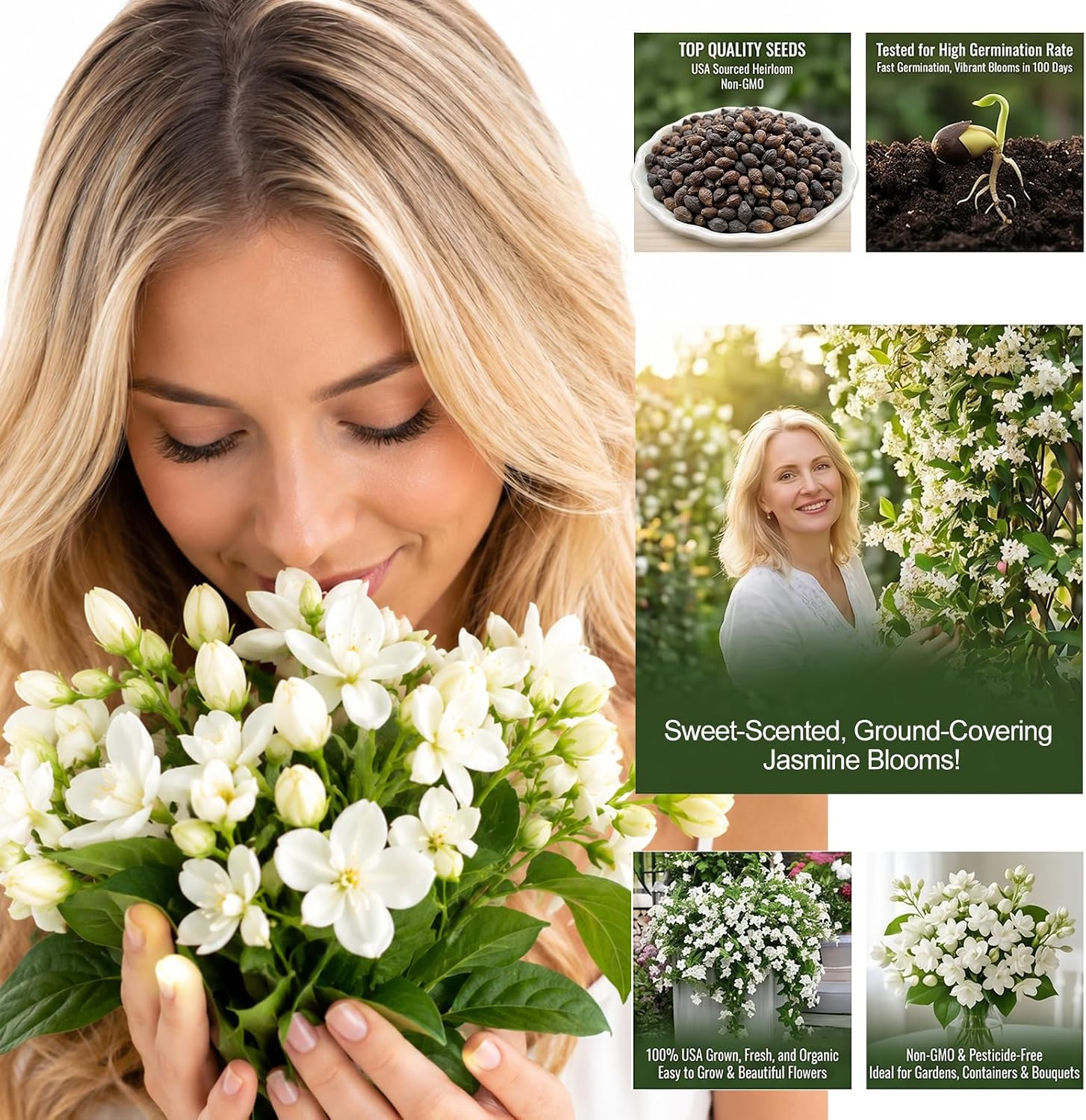 100+ Climbing Jasmine Flower Seeds Fragrant Plant for Planting Garden Home Four