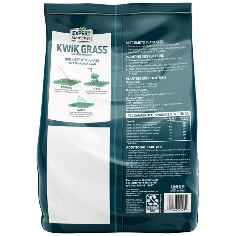 “Expert Gardener Kwik Grass Seed Mix, for Sun to Partial Shade, 3 lb. “
