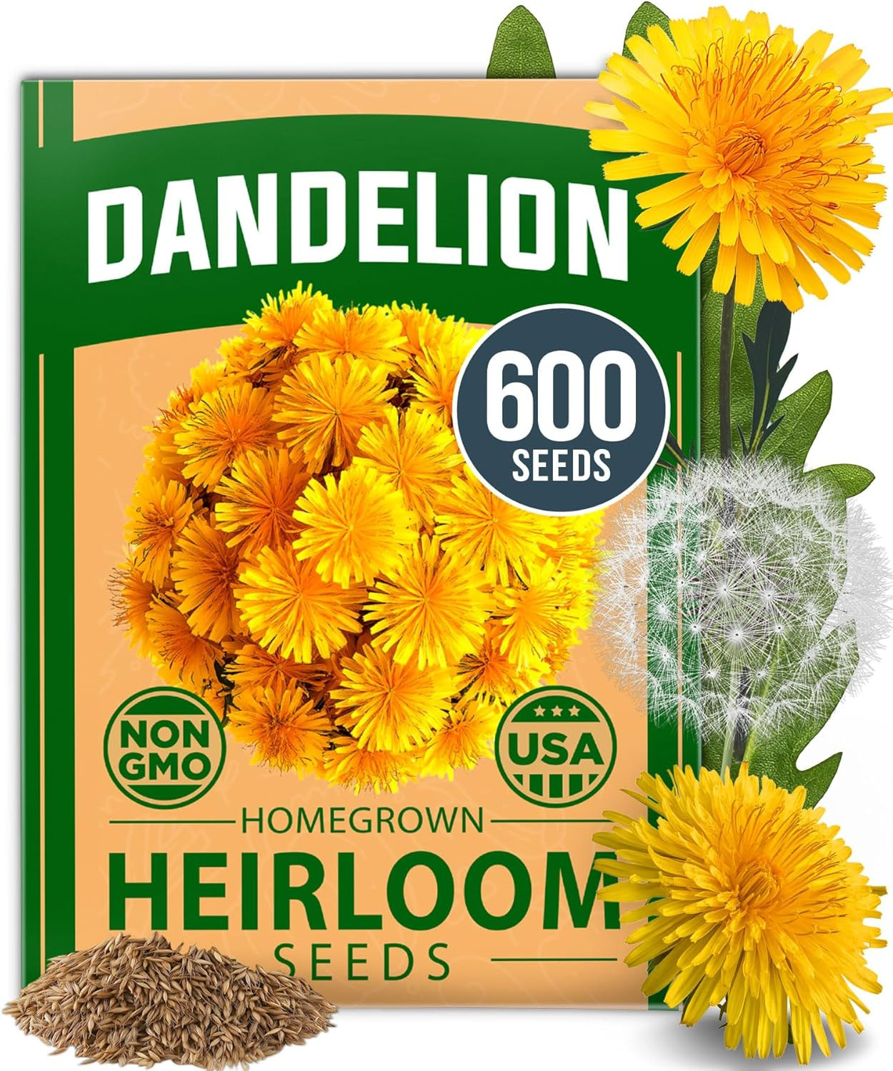 Heirloom Dandelion Seeds – 600 Non-GMO Medicinal Herb Seeds for Planting