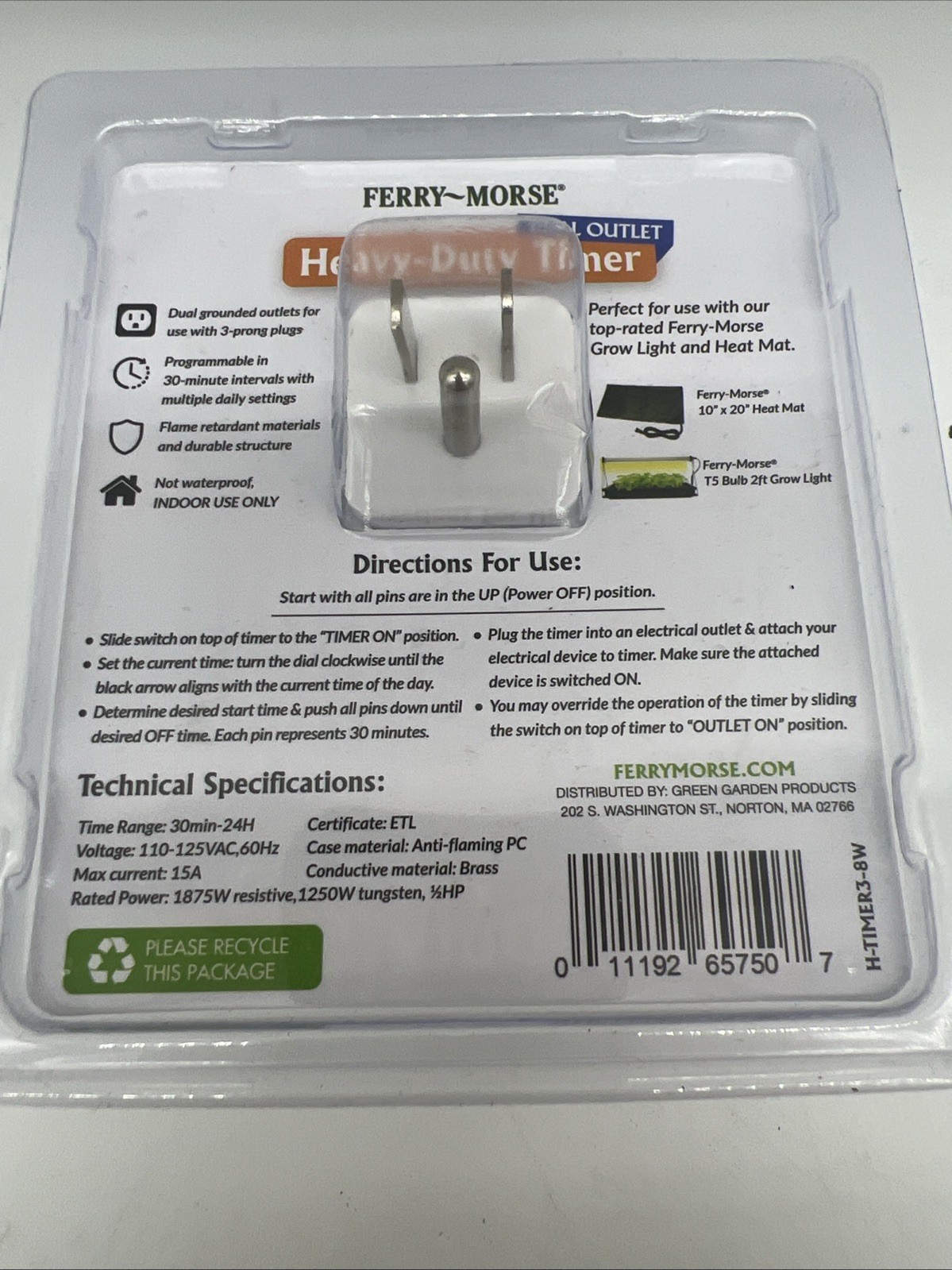 New Ferry Morse Dual Outlet Heavy-Duty Timer Indoor 3 Prong (2-pk) FreeS&H