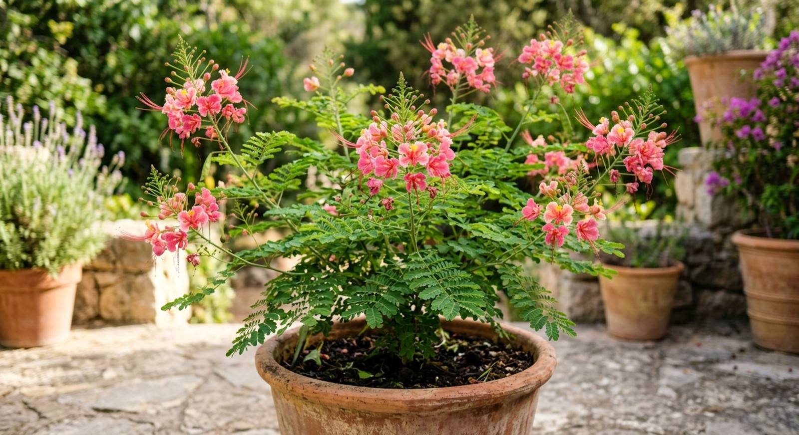 5 All Natural Tropical Pink Peacock Flower Seeds-Caesalpinia