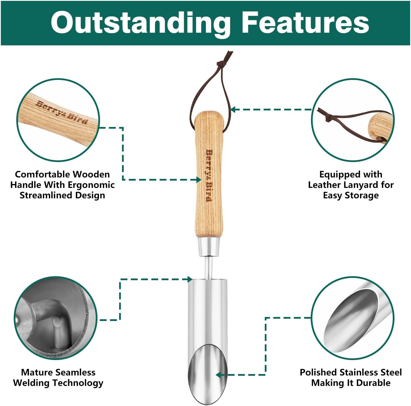 Bulb Planter Tool, 12″ Garden Bulb Transplanter Tool, Stainless Steel Manual Hol