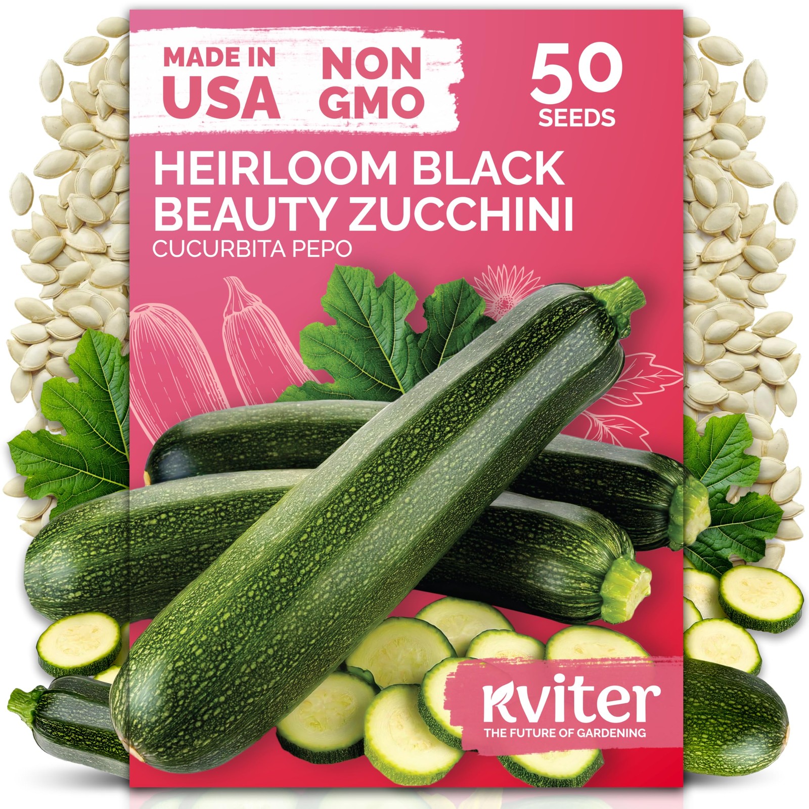 KVITER 50 Black Beauty Zucchini Seeds For Planting (Cucurbita pepo)