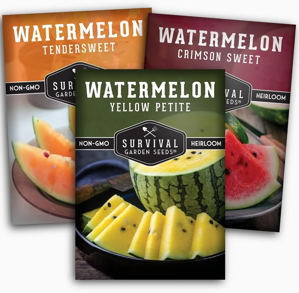 Tri-Color Watermelon Seeds for Planting – Heirloom Mix of Crimson Sweet, Yellow