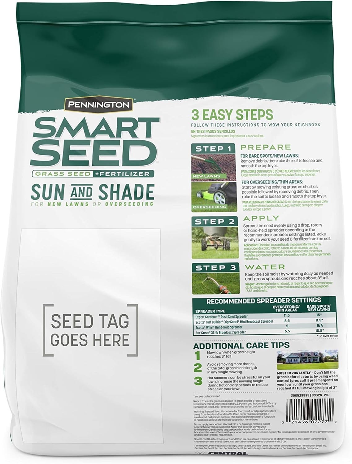 Pennington Smart Seed Sun & Shade – 3 lb – Thrives in Sun and Moderate Shade