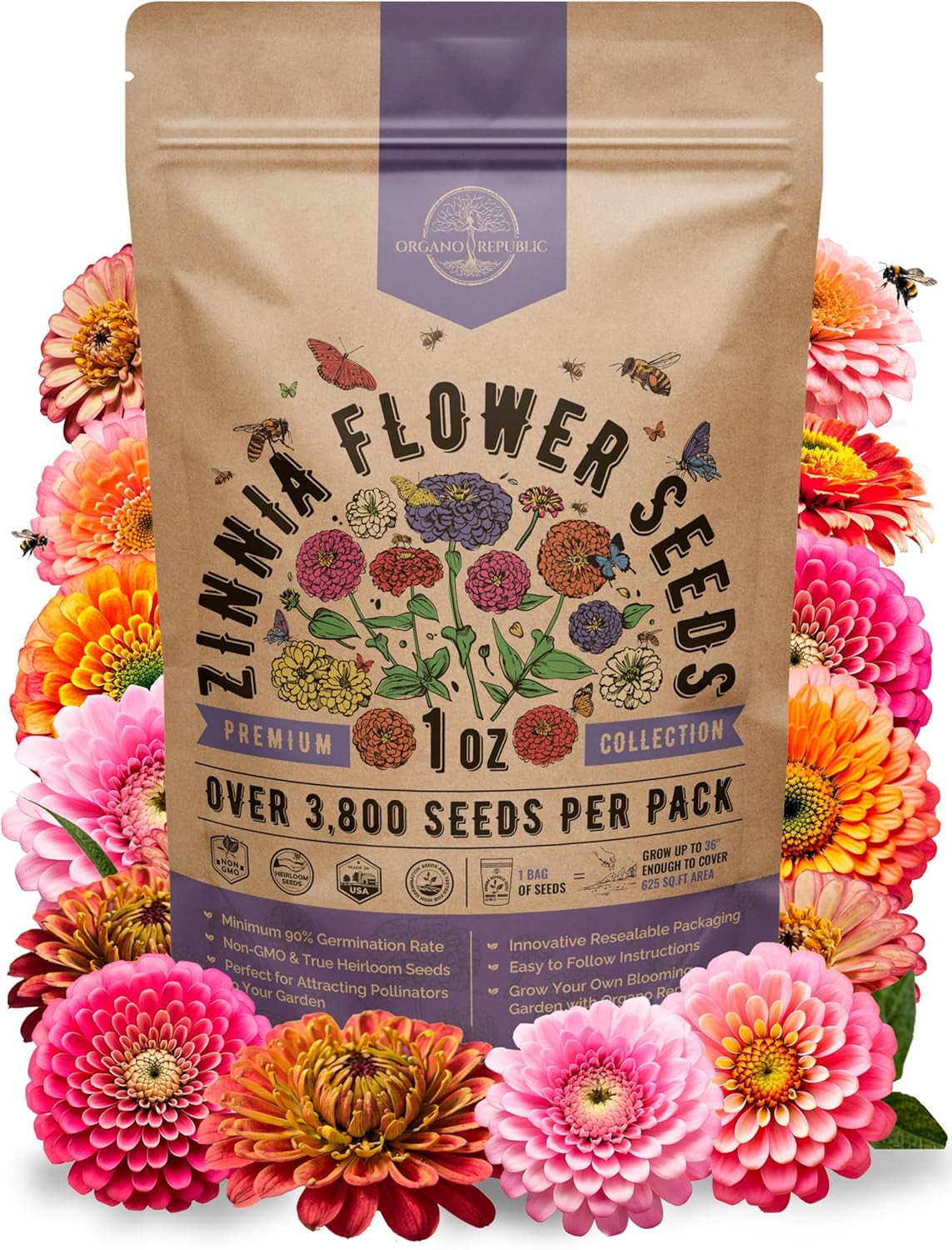 Cosmos Flower Seeds Pack 1 Oz – 4,500 Non-Gmo Heirloom Annual Seeds for Planting