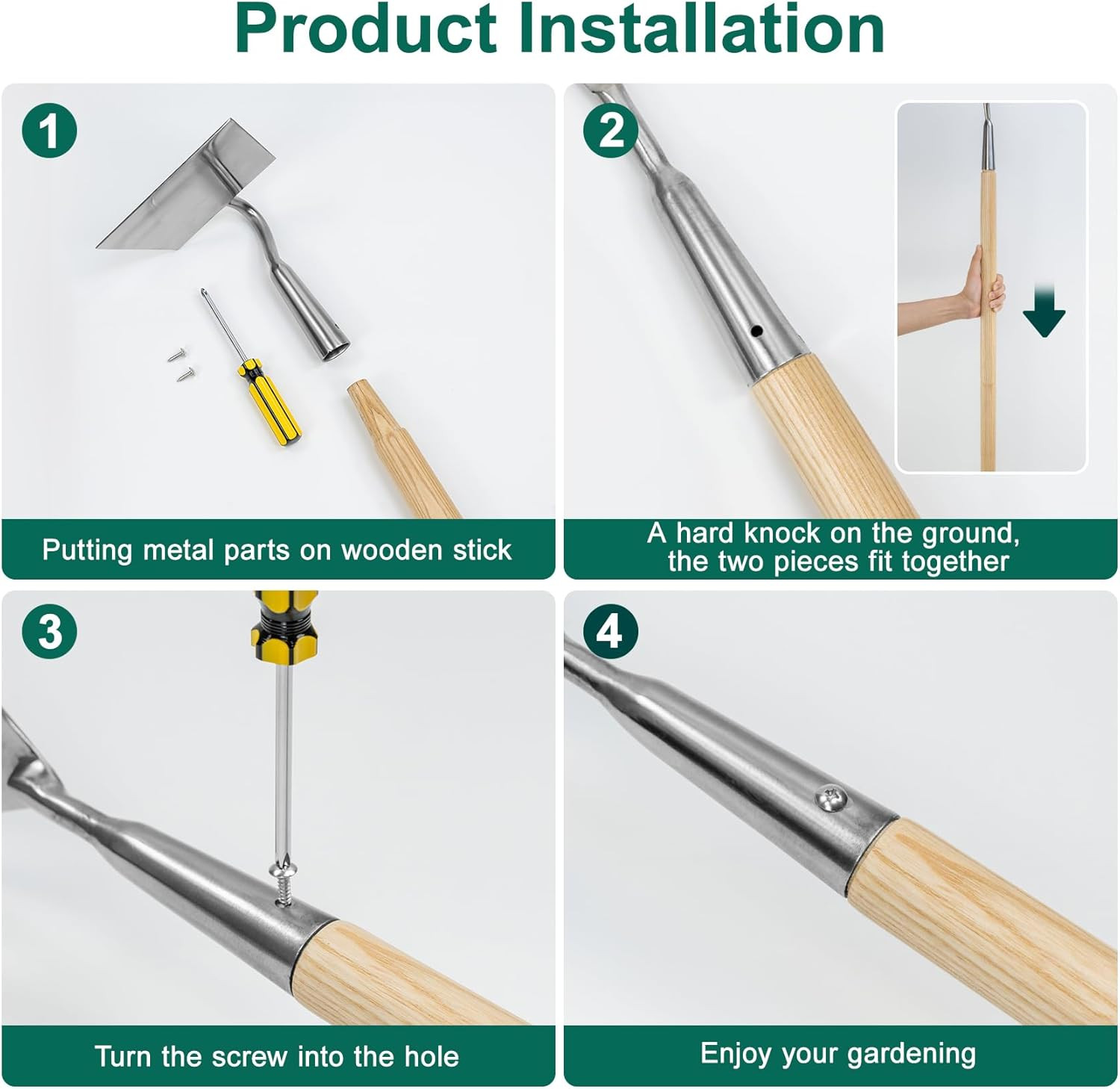 Heavy Duty Flat Edge Garden Hoe – 58” Stainless Steel Weeder Tool