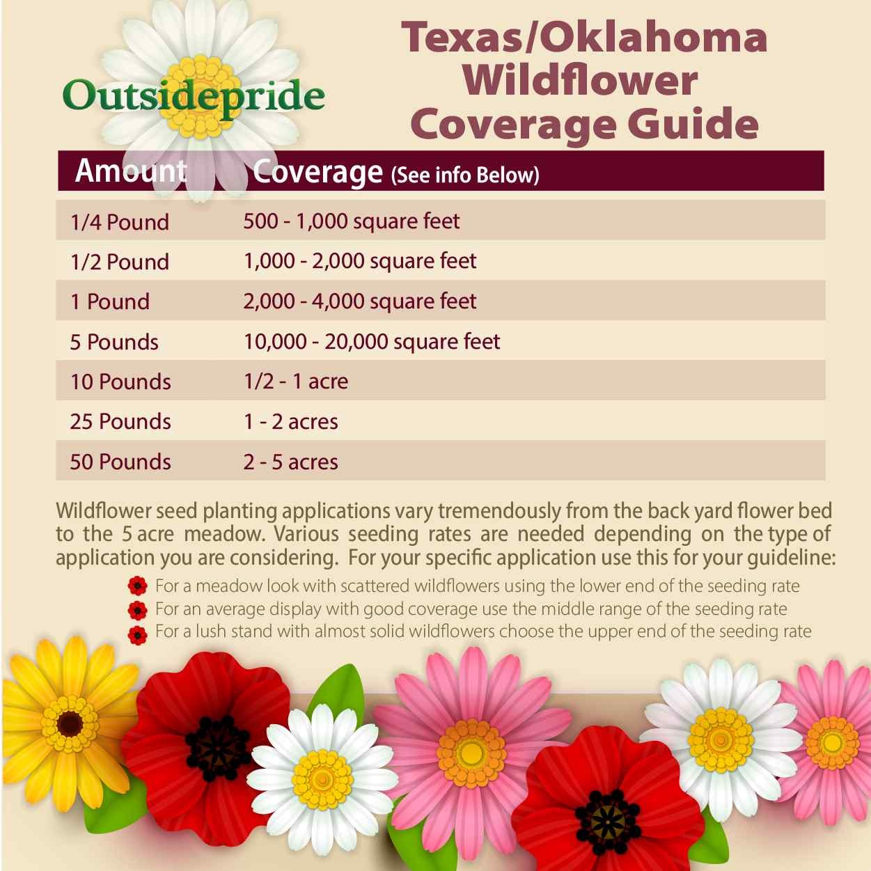 1 LB Texas and Oklahoma Wildflower Seed Mixes For Planting Outdoors