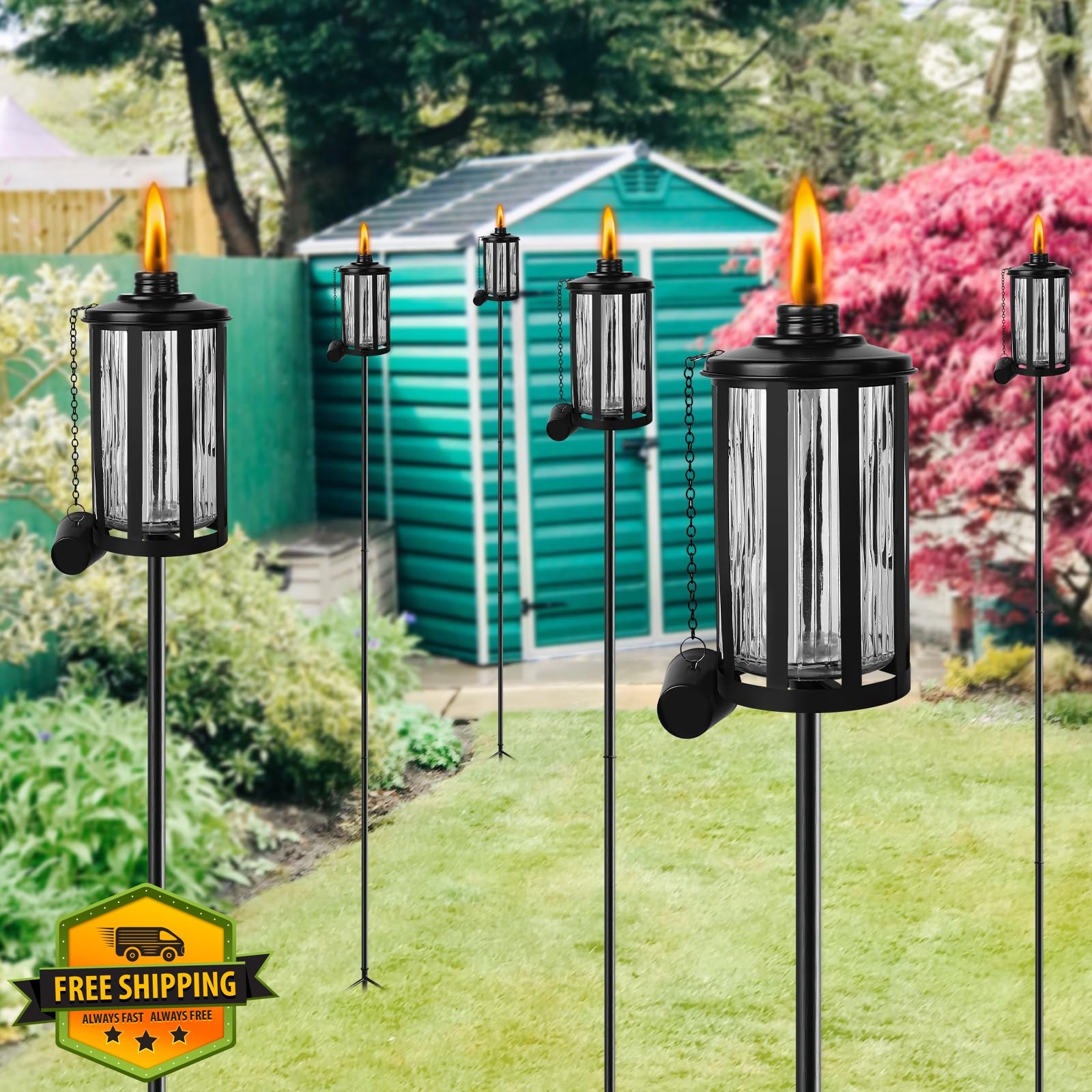 FALBAWR Glass Torches Clear 4 Pack