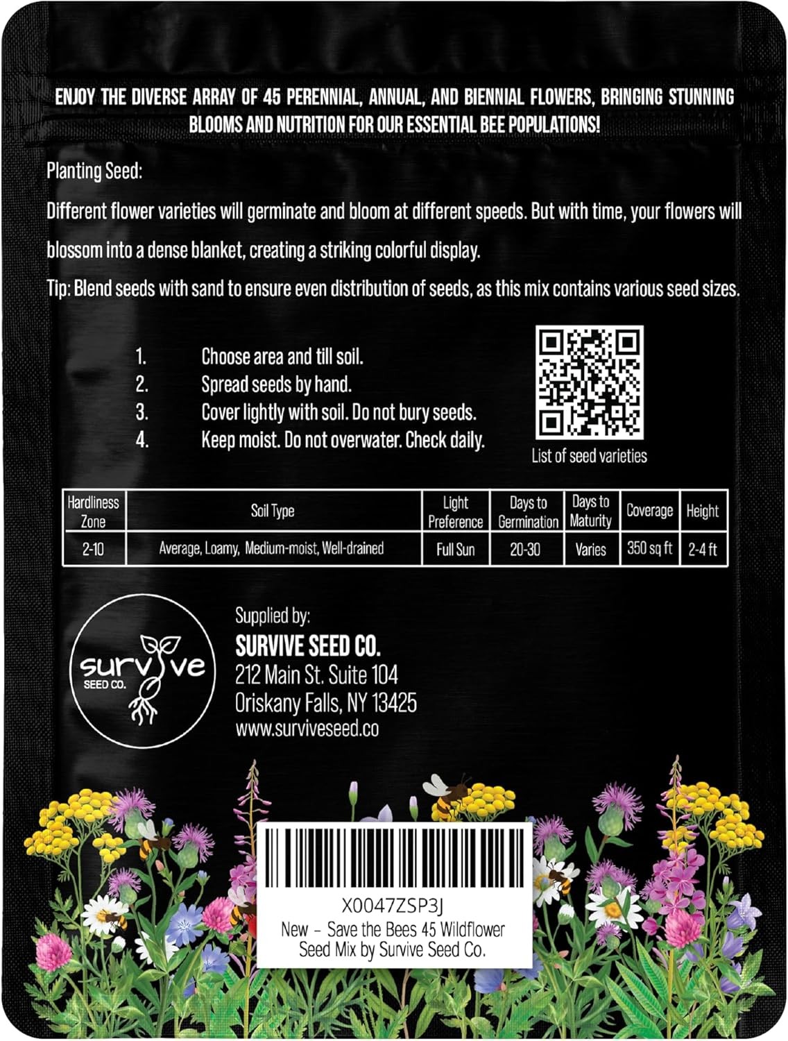 Package of 100,000 Wildflower Seeds – Blue,Orange,Purple,Red,Yellow, White