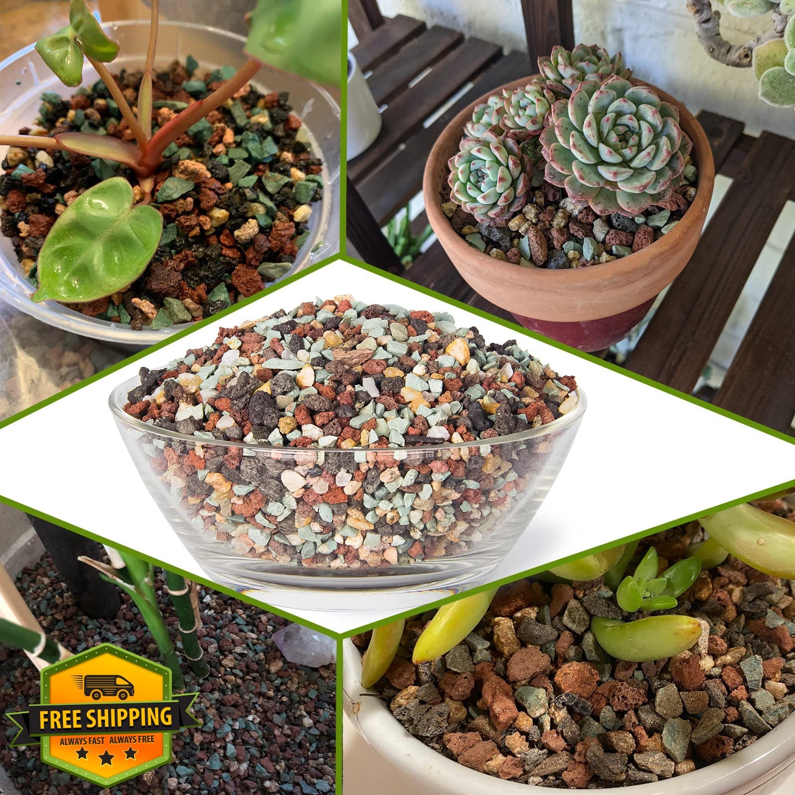 ARTKETTY White Succulent Pots Lava Rock Pebbles