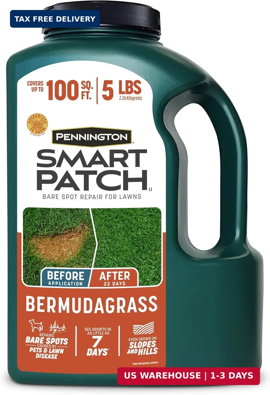 Pennington Smart Patch Bermudagrass 5lb 100 sq. ft. Grass Seed Bare Spot Repair