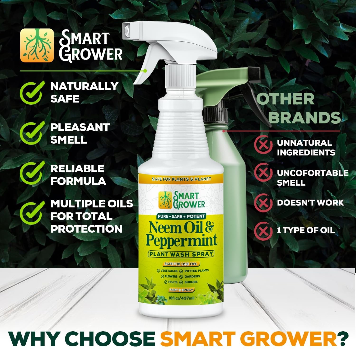 Neem Oil Spray for Plants with Peppermint Oil, Natural Plant Wash Made for In…