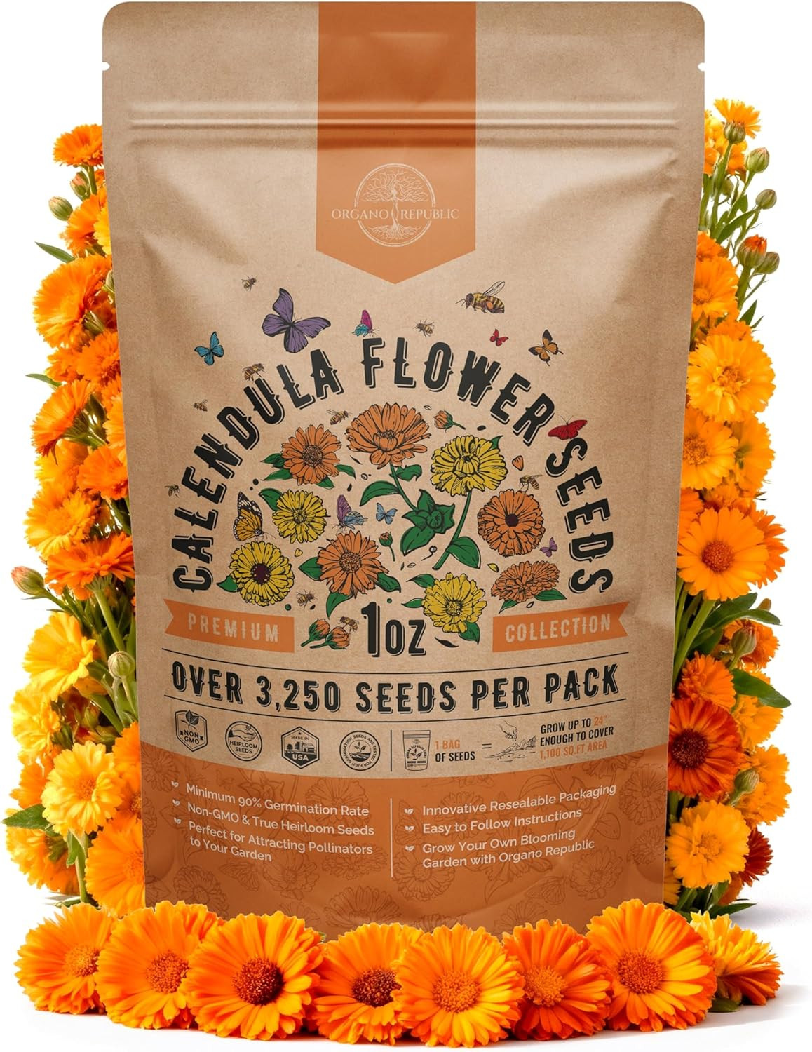 Cosmos Flower Seeds Pack 1 Oz – 4,500 Non-Gmo Heirloom Annual Seeds for Planting