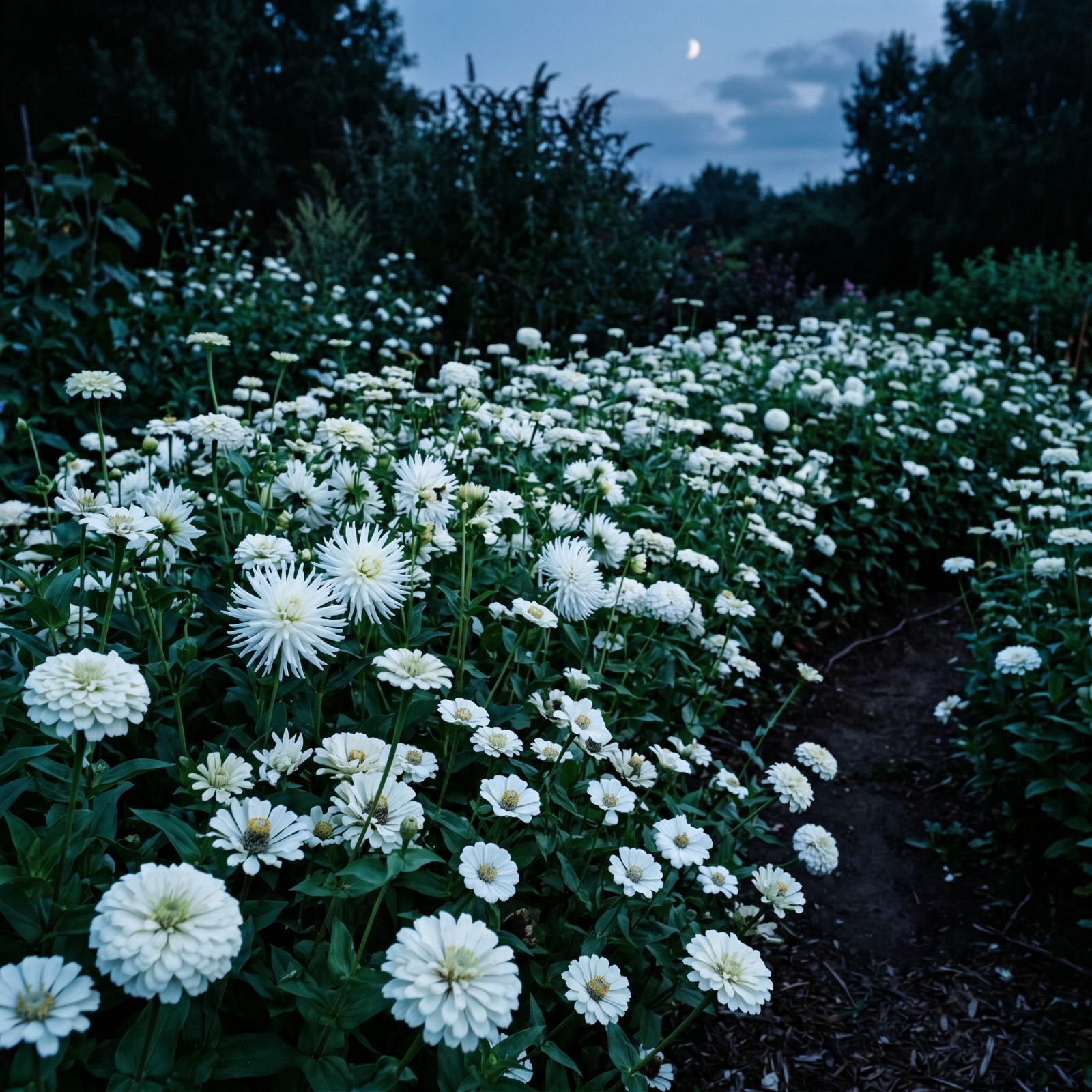 Zinnia MOONLIGHT GARDEN MIX White Wedding Cut Flower Garden Heirloom 150 Seeds