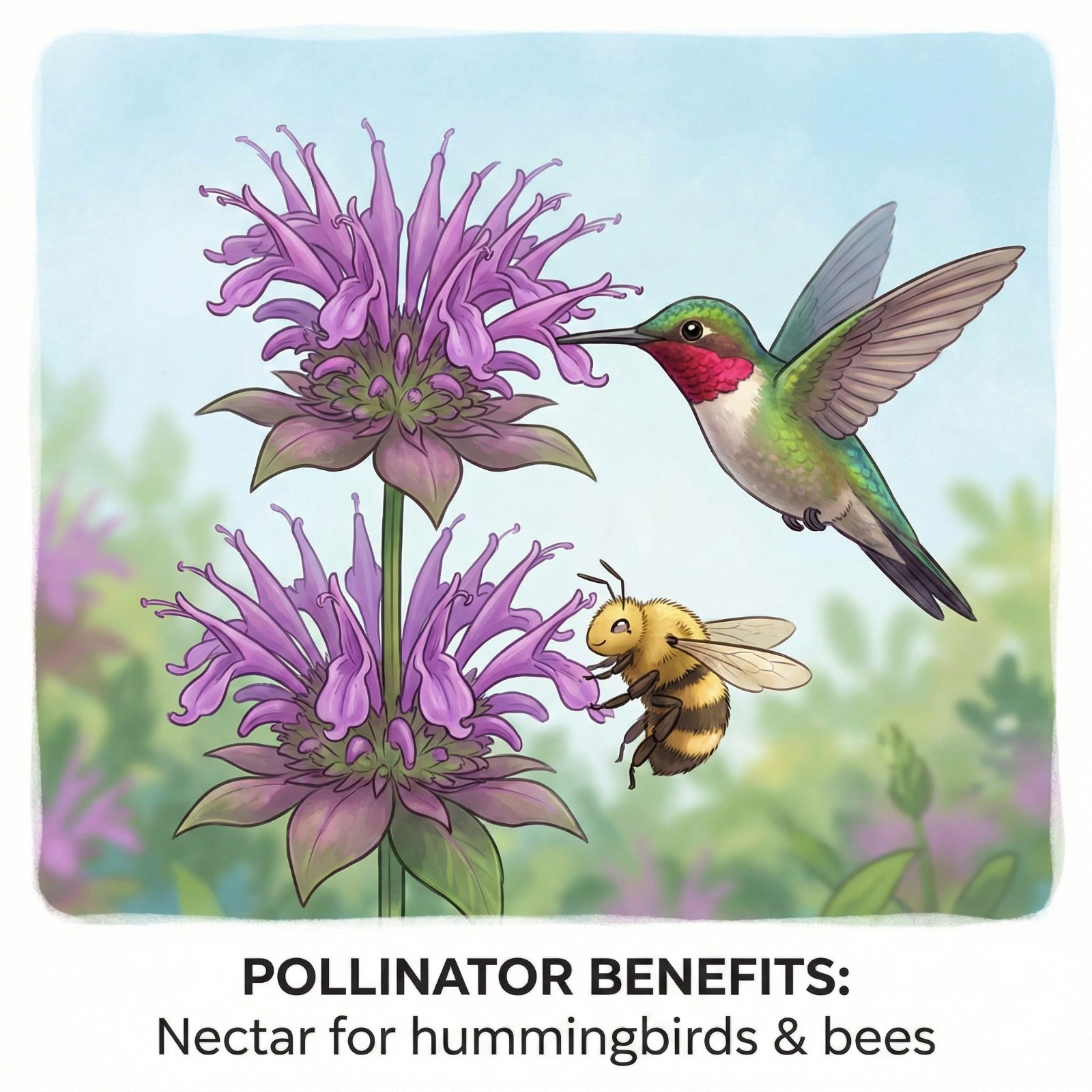 BEE BALM WILD BERGAMOT Perennial Beneficial Bees Hummingbirds Non-GMO 200 Seeds!